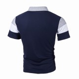 SC Men's Sports Casual Lapel Color Block Short Sleeve Top FLZH-ZT122