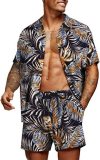 SC Short Loose Hawaiian Print Casual Shirt Set FLZH-ZT165-ZK81
