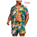 SC Short Loose Hawaiian Print Casual Shirt Set FLZH-ZT165-ZK81