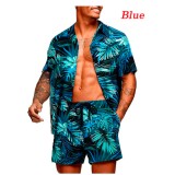 SC Short Loose Hawaiian Print Casual Shirt Set FLZH-ZT165-ZK81