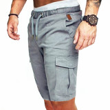 SC Men's Solid Color Tether Casual Shorts FLZH-ZK57