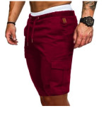 SC Men's Solid Color Tether Casual Shorts FLZH-ZK57