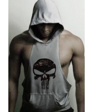SC Men Skull Printed Sleeveless Hooded Vest FLZH-ZT32