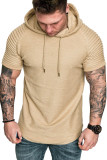 SC Men Casual Solid Short Sleeve Hooded Top FLZH-ZT117