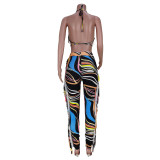 SC Sexy Printed Tassel Bra Top And Pants 2 Piece Sets GZYF-8070