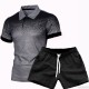 SC Men Gradient Short Sleeve Fashion Polo Two Piece Shorts Set FLZH-ZT126-ZK70