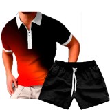 SC Men's Casual Print POLO Two-Piece Shorts Sets FLZH-ZT158-ZK70