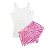 SC Plus Size Solid Tank Top And Shorts Sports Suits SHD-9373
