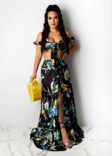 SC Sexy Printed Cropped Top Long Skirts Two Piece Sets SFY-2161