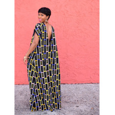 SC Casual Print Short Sleeve Maxi Dress GDYF-6927
