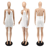 SC Sexy Deep V Neck Ruched Bandage Mini Dress NLAF-60110