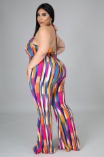 SC Plus Size Print Halter Jumpsuits APLF-D1012