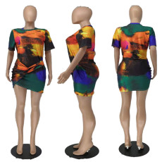 SC Fashion Sexy Print Short Sleeve Mini Dress APLF-3012
