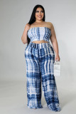 SC Plus Size Printed Tube Top Straight Pants 2 Piece Sets YH-008