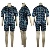 SC Casual Printed T Shirt And Shorts 2 Piece Sets TE-4407