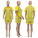 SC Paisley Print Shirt Top And Shorts 2 Piece Sets GLF-10094