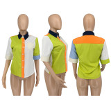 SC Contrast Color Patchwork Shirt Top GLF-10097