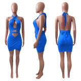 SC Sexy Halter Backless Hollow Out Bandage Mini Dress NIK-302