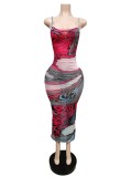 SC Sexy Printed Backless Mesh Sling Maxi Dress MEM-88431