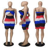SC Tie Dye Print Ruched Sling Mini Dress APLF-3011