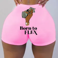 SC Sexy Printed Bodycon Yoga Shorts SHD-9817