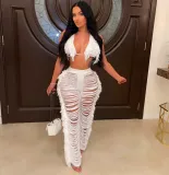 SC Sexy Knit Tassel Hollow Out Two Piece Pant Sets ZSD-0225