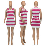 SC Plus Size Striped Sleeveless Mini Dress GLF-10101
