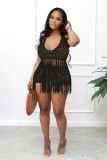 SC Sexy Knit Hollow Out Halter Top And Shorts Sets CM-8610