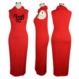 SC Pink Letter Sleeveless Mask One Piece Maxi Dress TE-2057
