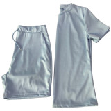 SC Plus Size Solid T Shirt And Shorts Two Piece Sets MEI-9251