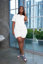 SC Plus Size Solid T Shirt And Shorts 2 Piece Sets YFS-10084