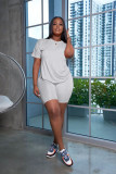 SC Plus Size Solid T Shirt And Shorts 2 Piece Sets YFS-10084