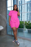 SC Plus Size Solid T Shirt And Shorts 2 Piece Sets YFS-10084