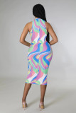 SC Sexy Printed Sleeveless Slim Midi Dress MZ-2733
