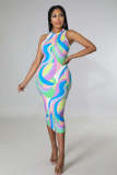 SC Colorful Print Sleeveless Midi Dress BYMF-60996