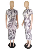 SC Casual Printed Short Sleeve Maxi Dress BYMF-60991