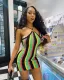SC Sexy Striped Knit Spaghetti Strap Mini Dress TR-1207