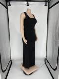 SC Plus Size Casual Solid Color Sleeveless Maxi Dress XYKF-9032