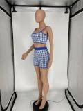 SC Fashion Houndstooth Print Camisole Shorts Two Piece Sets XYKF-9028