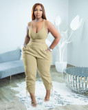 SC Plus Size Solid Cami Top And Pants 2 Piece Sets PHF-13287