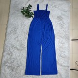 SC Solid High Waist Sleeve Strap Jumpsuit CY-6010