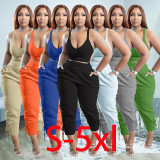 SC Plus Size Solid Cami Top And Pants 2 Piece Sets PHF-13287