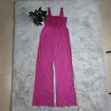 SC Solid High Waist Sleeve Strap Jumpsuit CY-6010