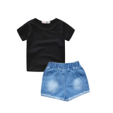 SC Kids Boys T Shirt+Denim Shorts 2 Piece Sets YKTZ-G016