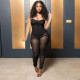 SC Plus Size Sexy See Through Ruched Jumpsuit YNSF-1815