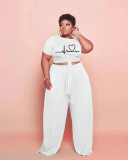 SC Plus Size Casual Short Sleeve Two Piece Pants Sets WAF-723380