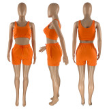 SC Casual Sports Solid Color Sleeveless Top And Shorts Two Piece Sets CH-8163