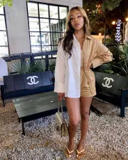 SC Contrast Color Long Sleeve Shirt And Shorts Suit QY-5272