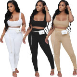 SC Solid Ribbed Tank Top And Pants Two Piece Sets FNN-8671
