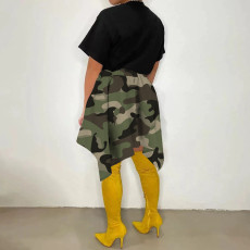 SC Camo Print Irregular Skirt (Without Top)MWDF-8381
